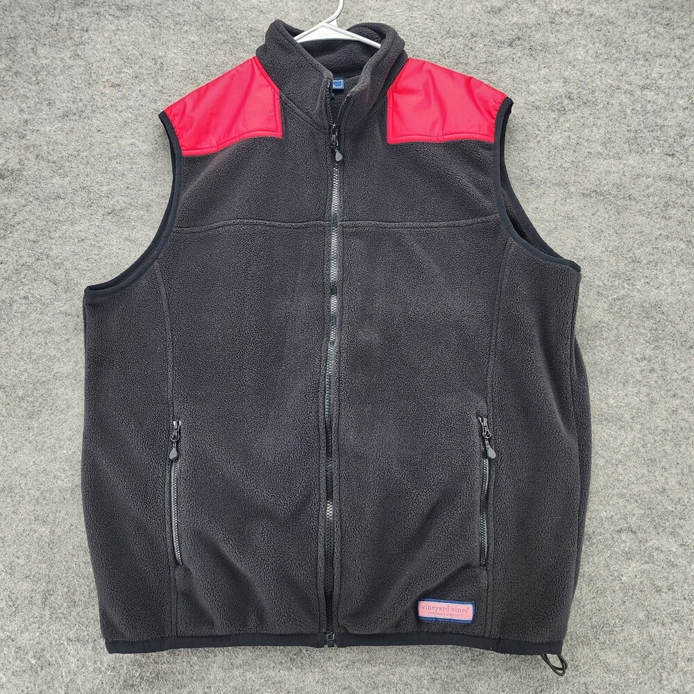 Vineyards Vines Vest Mens Large Full Zip Black Fleece Marthas Vineyard